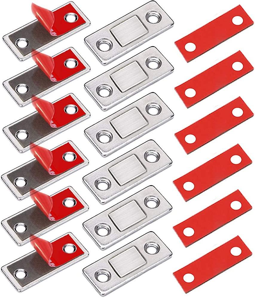 Set Mit 6 Ultradünnen, Selbstklebenden Magnetverschlüssen Aus Metall Für Schiebetüren, Schubladen, Fenster Und Schränke