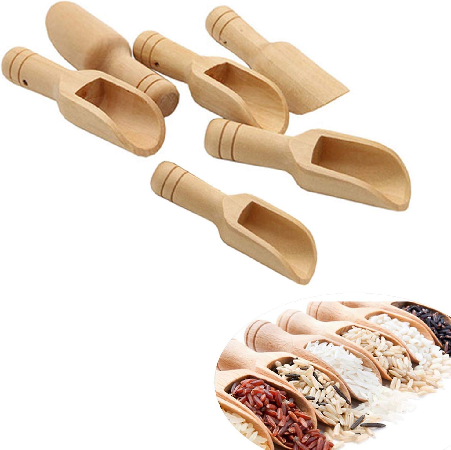 Set Mit 6 Mini-holzlöffeln Für Gewürze, Kochutensilien, Milch, Kaffee, Tee Und Mehr
