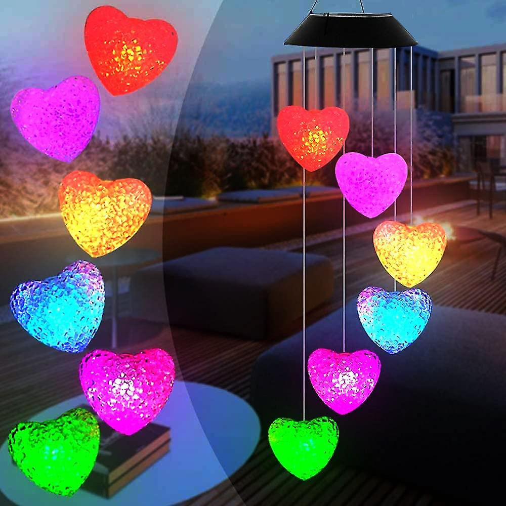 Solarbetriebenes Led-windspiel Mit Spiralform Und Farbwechsel – Romantische Dekoration Für Garten, Terrasse Und Hof Mit Herzförmigem Haken