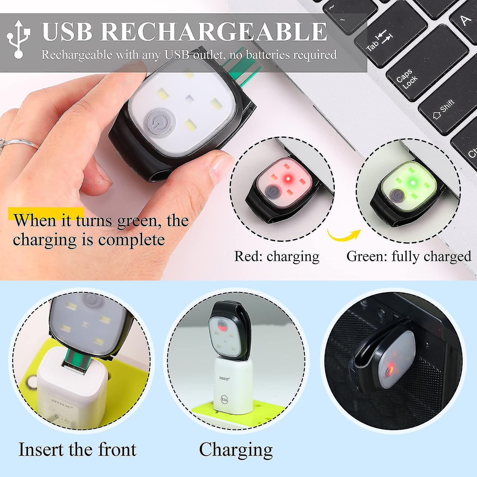 Wiederaufladbare, Per Usb Aufladbare Led-lauflichter Mit Reflektoren – 2er-pack