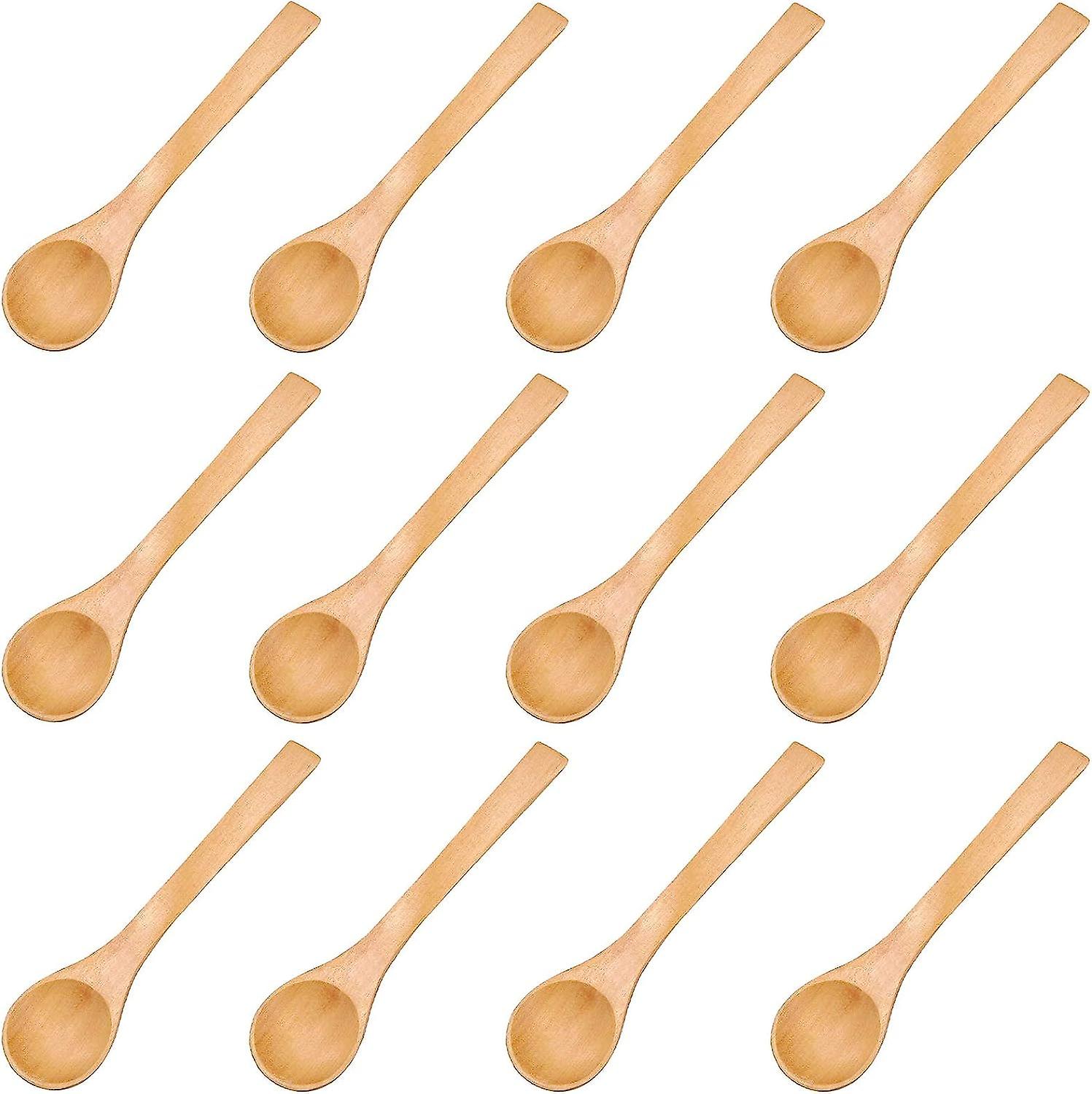 Set Mit 12 Kleinen Holzlöffeln Für Gewürze, Salz, Kaffee, Tee, Zucker, Marmelade Und Senf