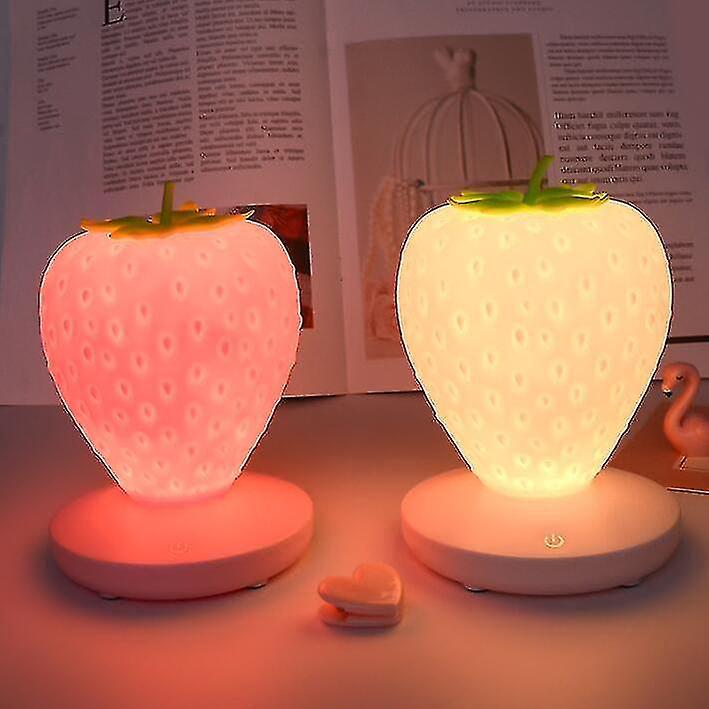 Niedliches Led-nachtlicht In Erdbeerform Für Kinder, Nachttischlampe Mit Farbwechsel, 3 Modi, Rosa