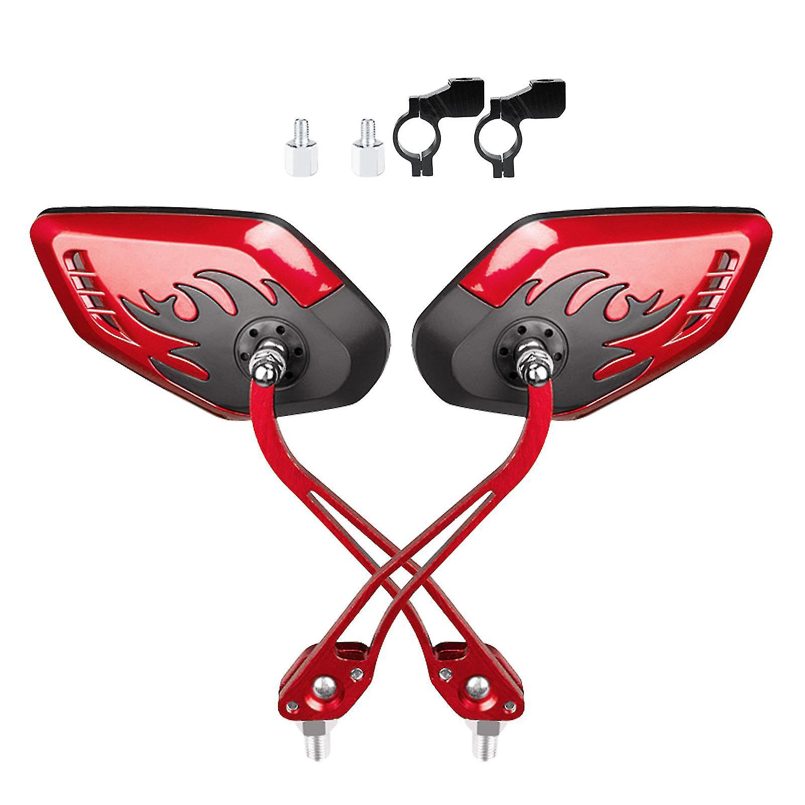 2 Verstellbare Und Schwenkbare Fahrradspiegel Aus Klarglas Für Den Lenker. Farbe: Rot.
