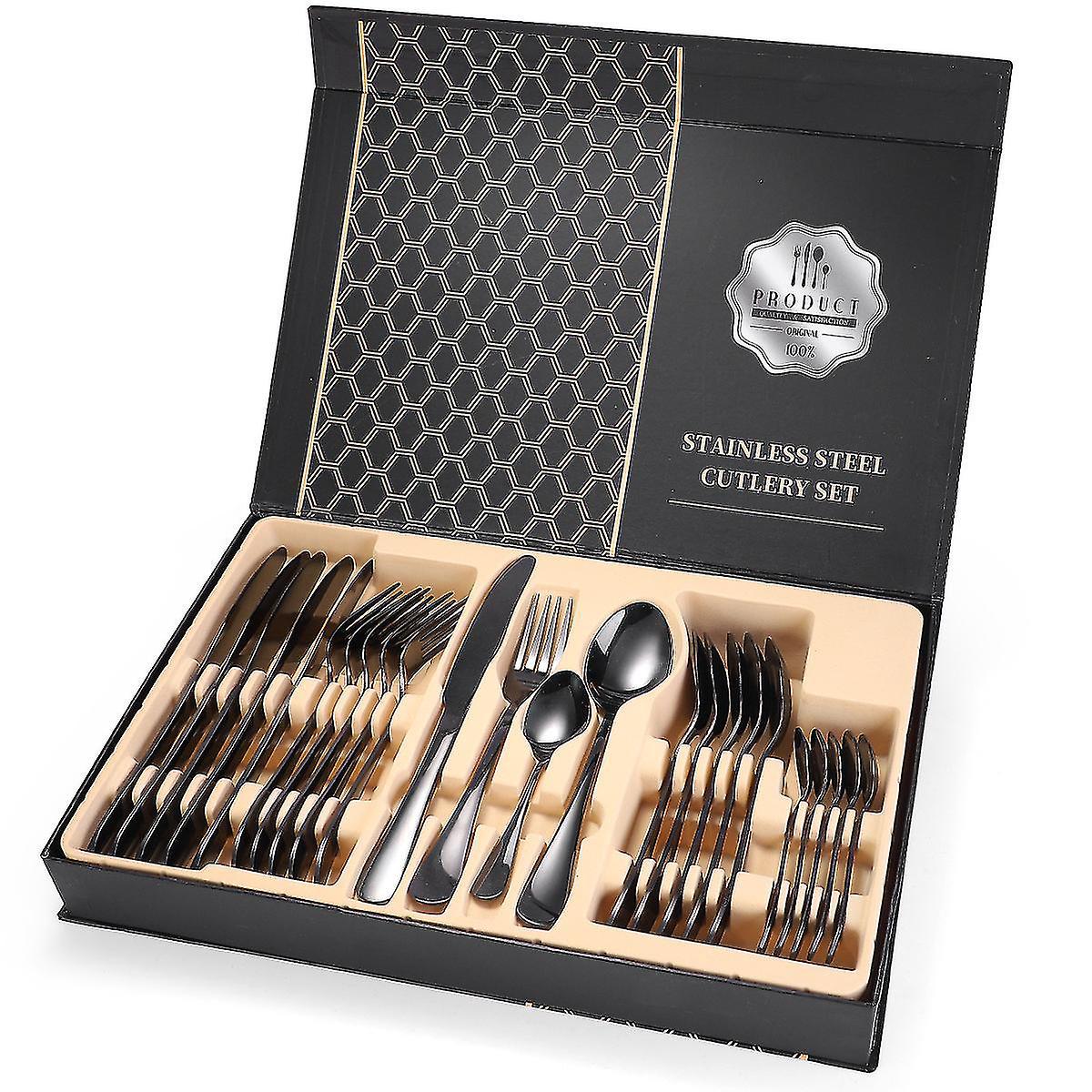 24-teiliges Besteckset Aus Schwarzem Edelstahl