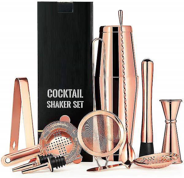 11-teiliges Boston-cocktailset, Shaker Aus Edelstahl 304, Goldenes Barkeeper-set