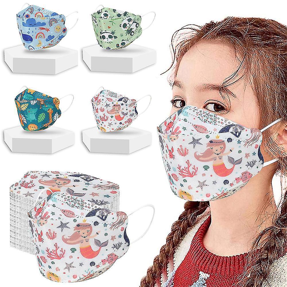 Kf94-kindermasken, Kn95-masken, Schutzmasken, Einweg-kf94-masken Mit Cartoon-motiven – 50er-packung – Weiß
