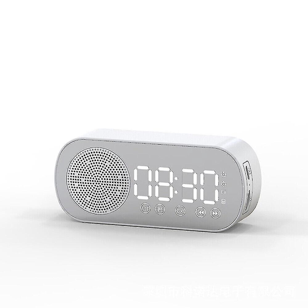 Tragbares Fm-radio Mit Lautsprecher, Led-anzeige, Bluetooth Und Digitalem Wecker, Weiße Innenausstattung