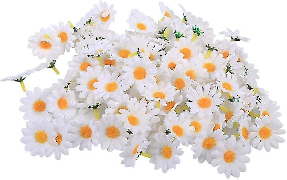 Set Mit 100 Künstlichen Stoffblumenköpfen, Weiße Gänseblümchen (rote Rose)