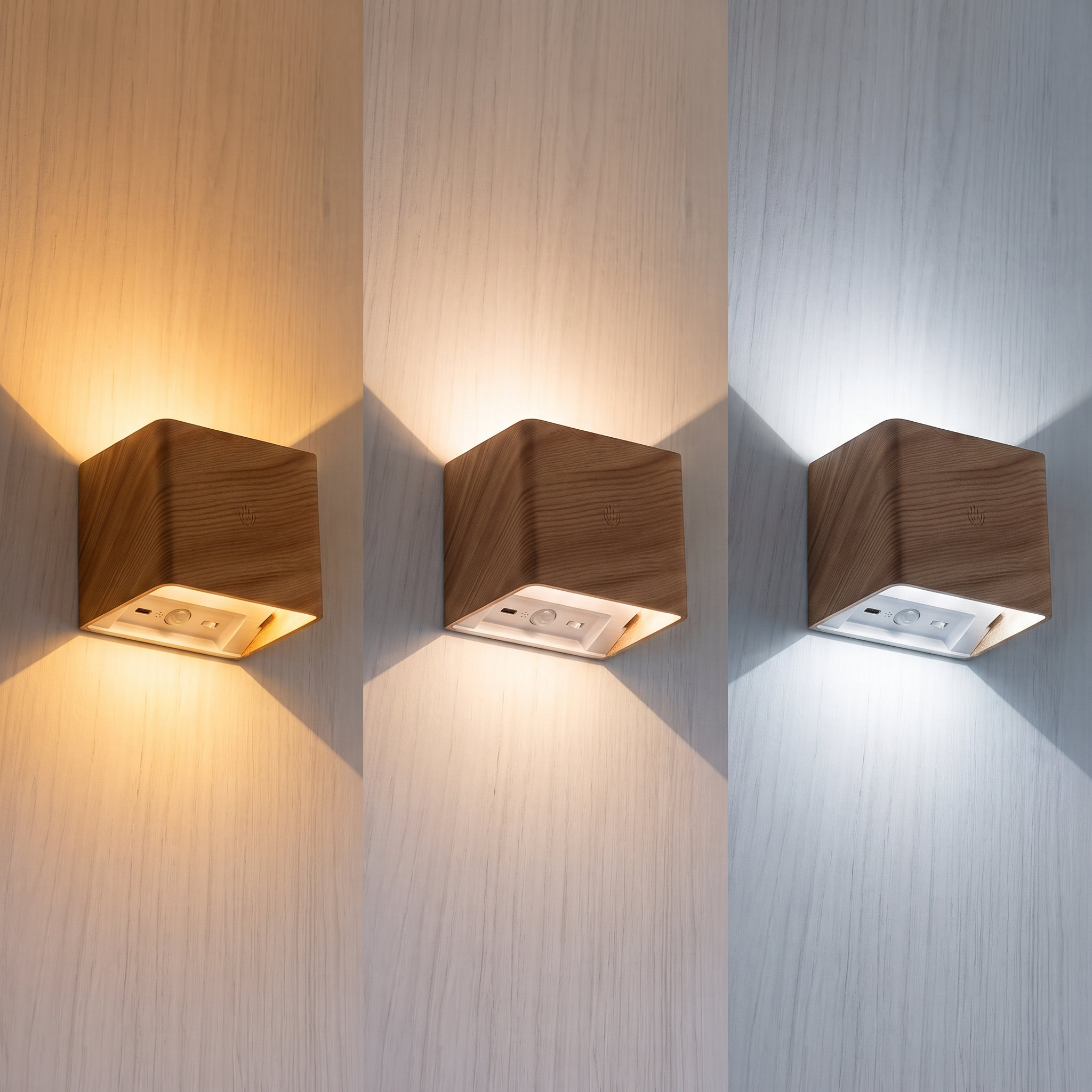 Braune Kabellose Led-wandleuchte, Usb-aufladbar, Mit Farbwechsel Und Sensor