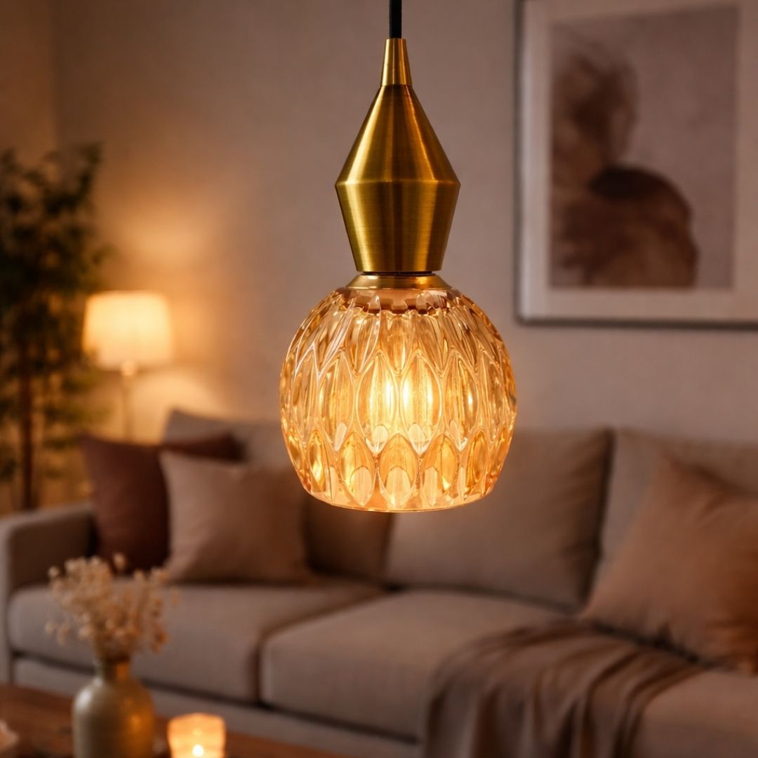 Dekorative Led-lampe Mit Glasschirm, 3000 K, Bernstein