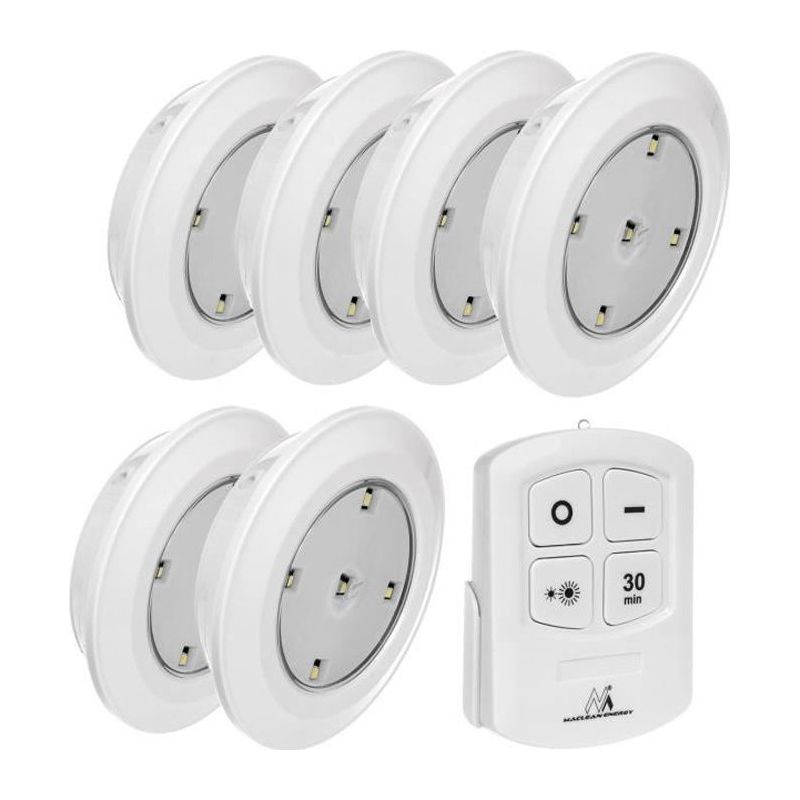 Maclean Mce165 Kabellose Led-lampe – Inklusive Fernbedienung – 6er-pack – Wand- Und Deckenbeleuchtung