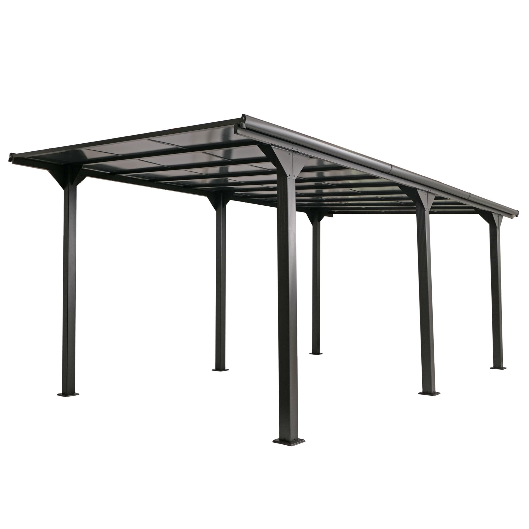 Alu-carport Hhg-126, Autoüberdachung Garage Unterstand, 10cm-gestell Polycarbonat-dach Regenrinne, 3x6m Anthrazit
