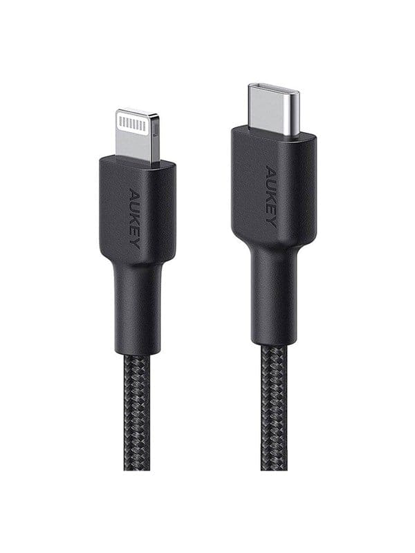 Aukey Braided Nylon 1.2m MFi USB-C to Lightning Cable Black