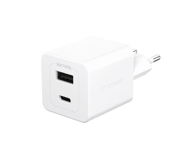 empower by PanzerGlass Turbo 35W Charger incl. USB-C + USB-A | EU Plug | Silver White