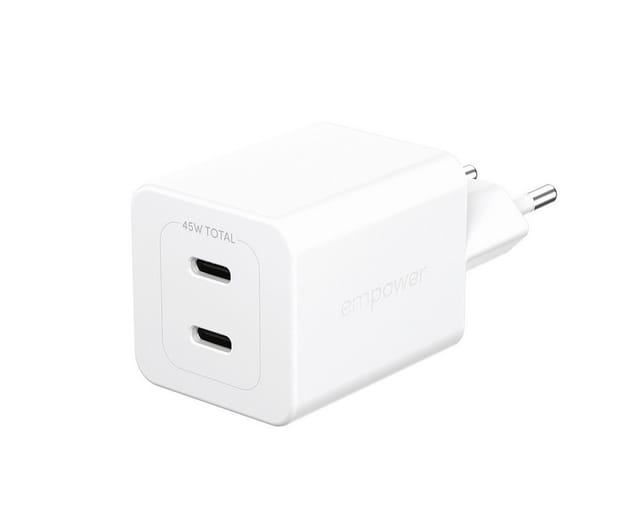 empower by PanzerGlass Turbo 45W Charger incl. 2 x USB-C | EU Plug | Silver White