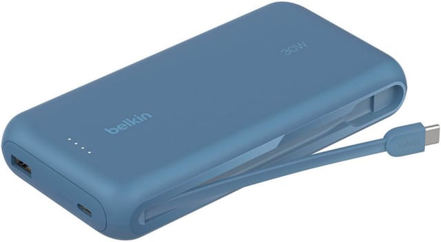 Belkin BoostCharge power bank - with integrated cable - 2 x USB-C USB - 30 Watt Powerbank (Akku) - 20000 mAh