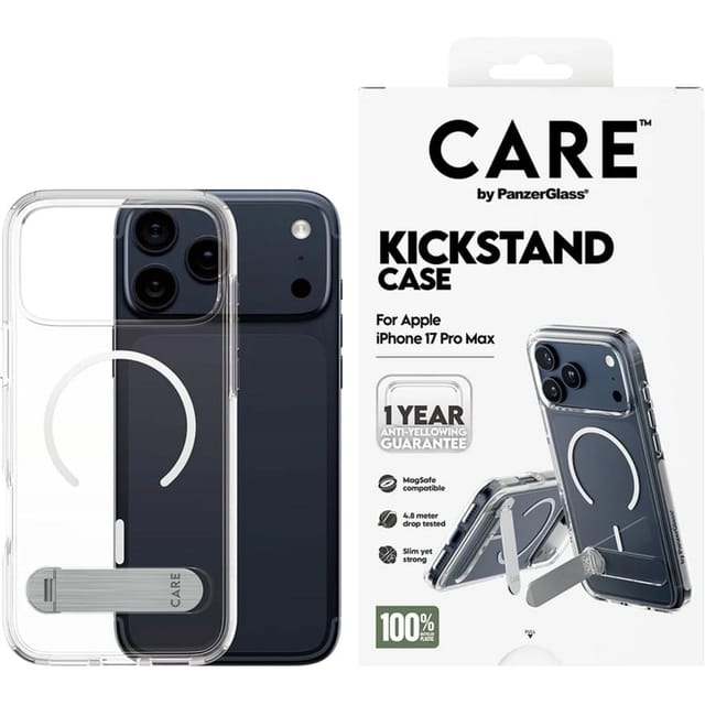 CARE by PanzerGlass Feature Case Transparent w. Kickstand & MagSafe iPhone 17 Pro Max
