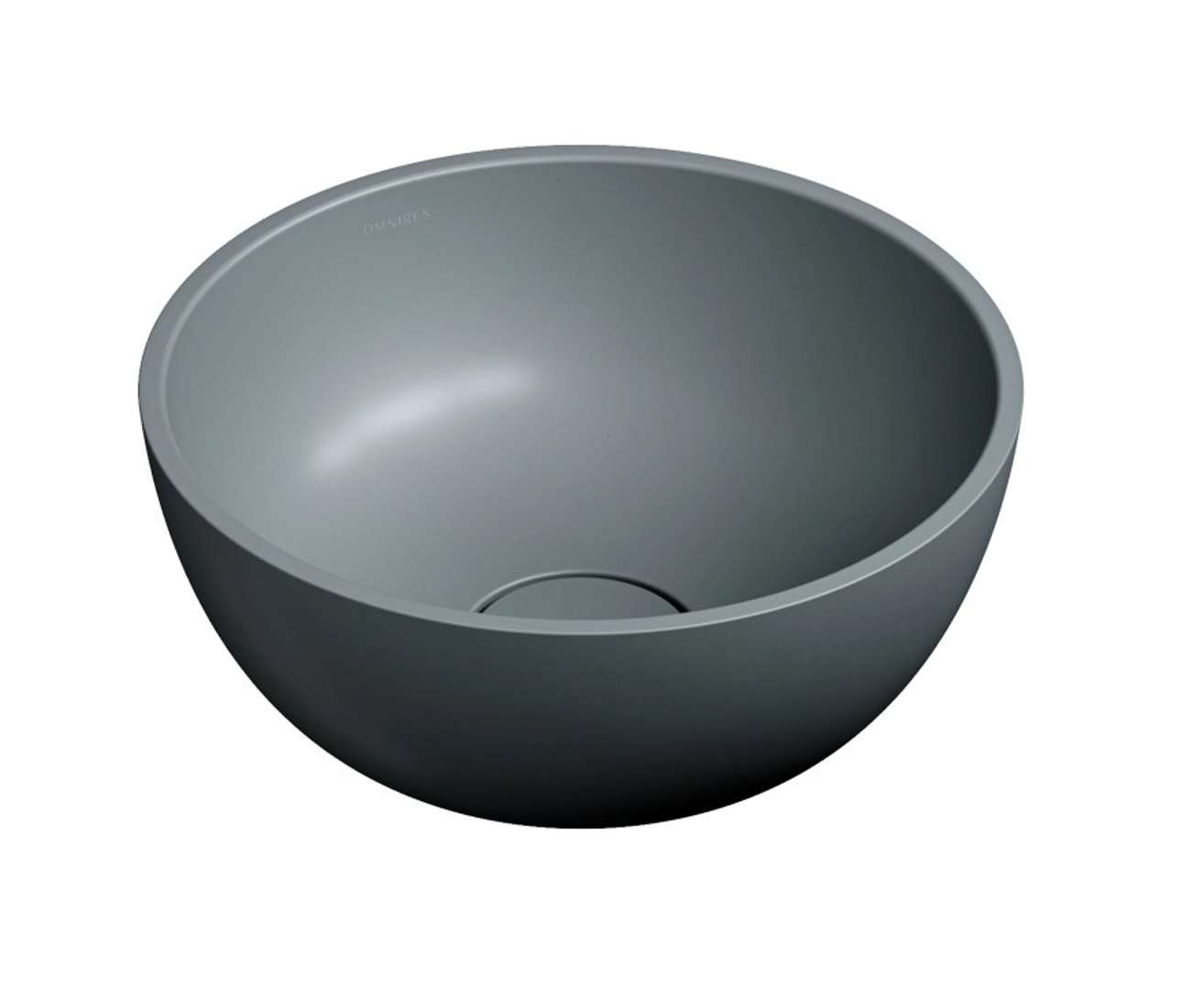 Omnires Shell M+ - Aufsatzwaschbecken, Durchmesser 35 Cm, Ohne Überlauf, Ohne Armaturloch, Mattgrau Shell350unag