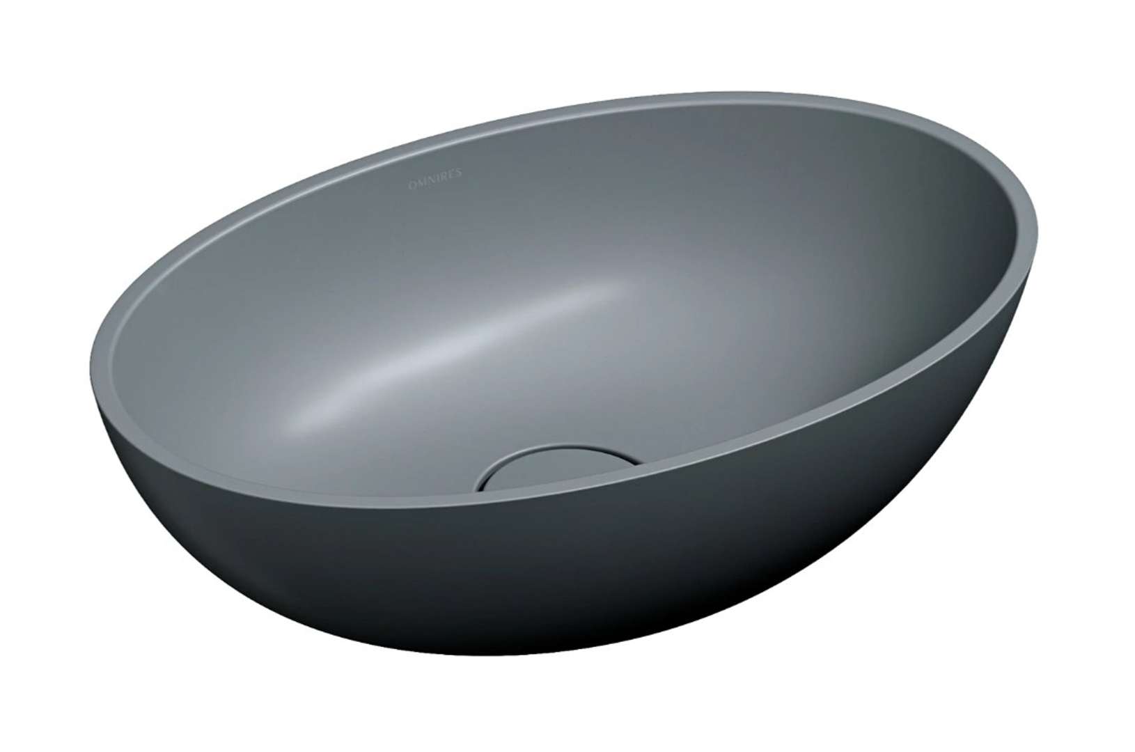 Omnires Shell M+ - Aufsatzwaschbecken 50x32 Cm, Ohne Überlauf, Ohne Hahnloch, Mattgrau Shell500unag