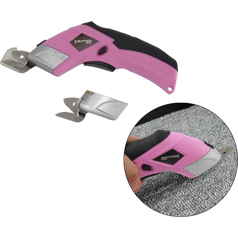 Yourtools 10004/min Elektrische Schere, 20 Mm Stoff- Und Lederschneider, Professionelles Bastelwerkzeug, Rosa, 20 W