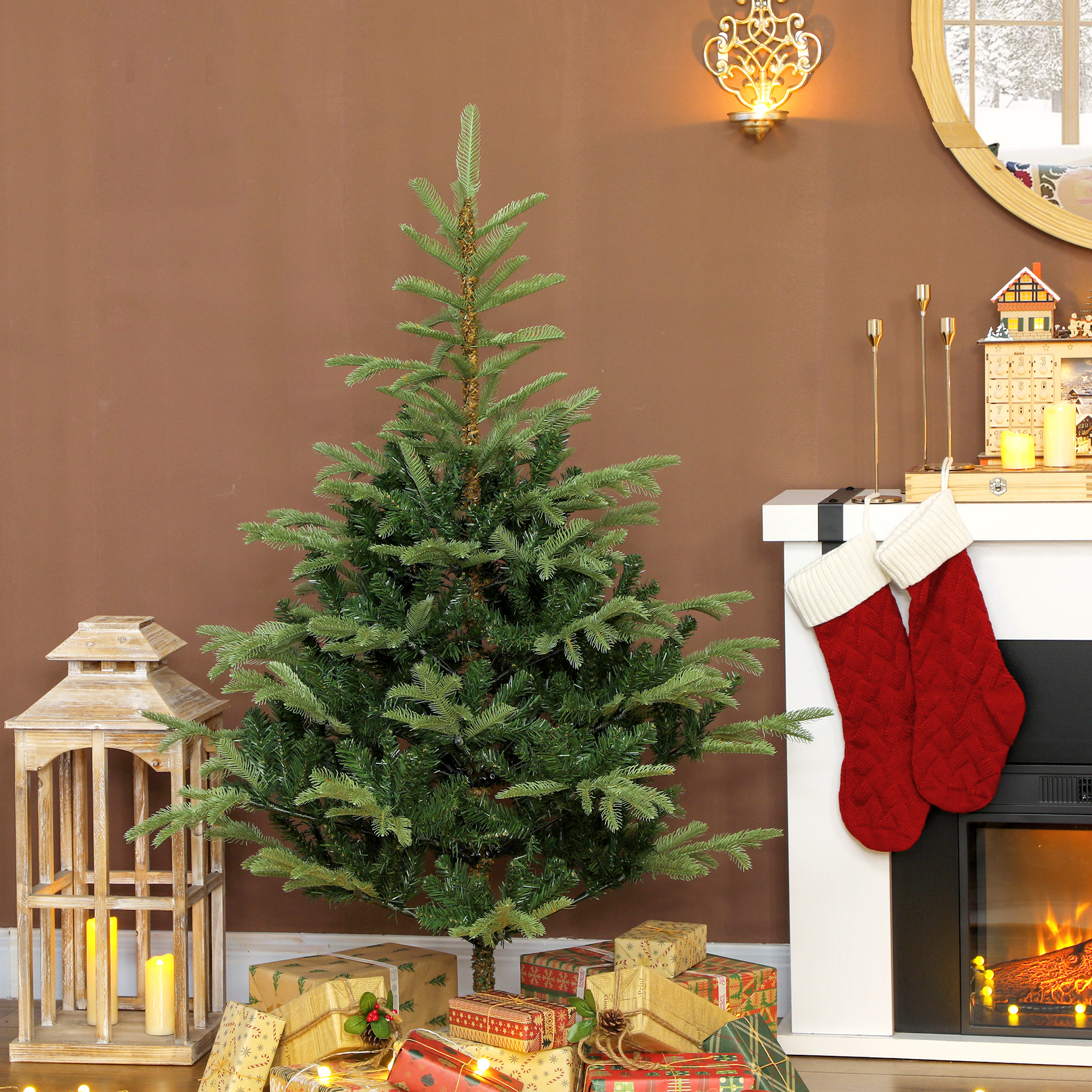 Künstlicher Weihnachtsbaum, 150 Cm Hoch, Mit 492 Zweigen Und Faltbarem Metallständer, Einfache Montage Für Das Wohnzimmer, Grün