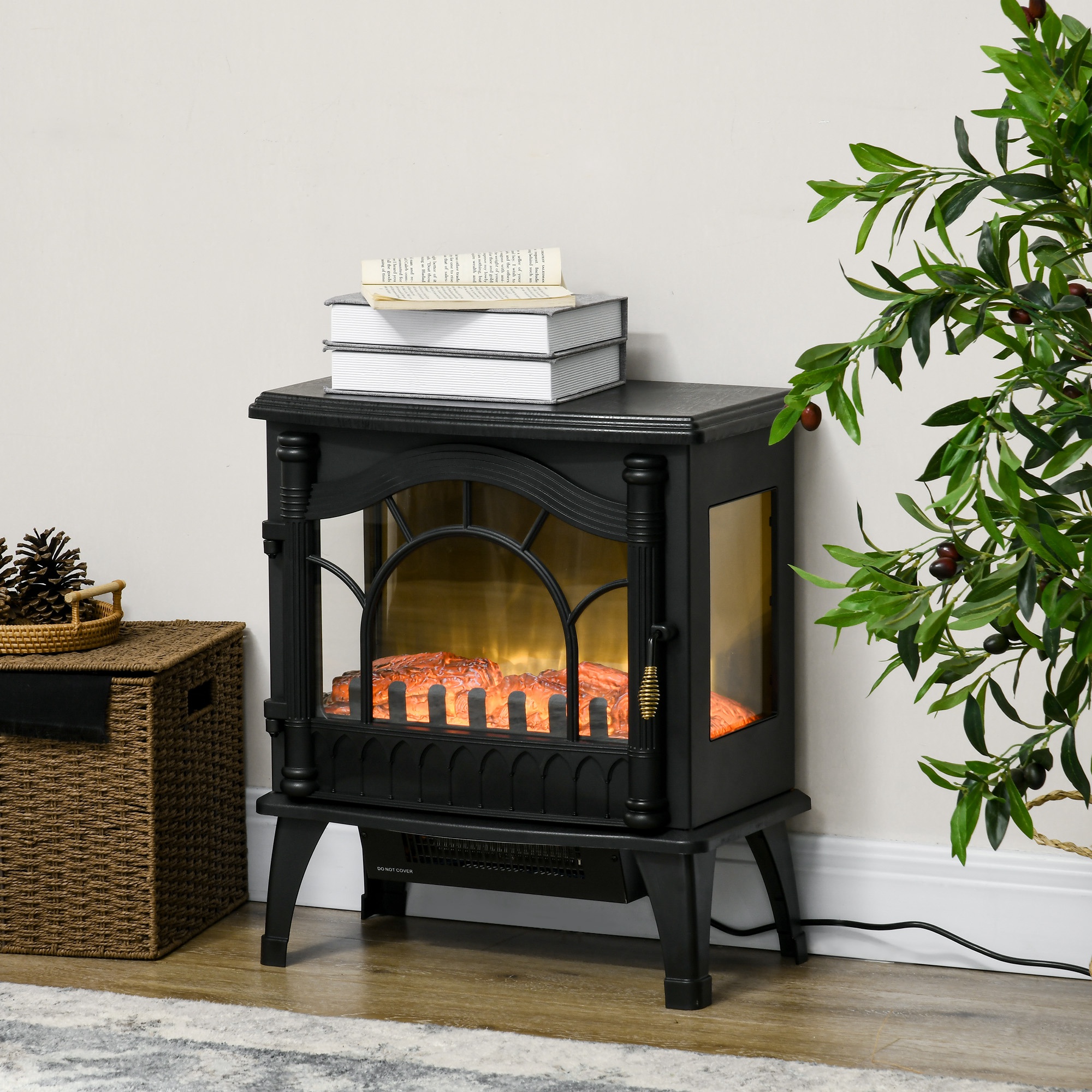 Elektrischer Kamin 1000 W/2000 W Mit Einstellbarer Temperatur Und Überhitzungsschutz, 55 X 31 X 58 Cm, Schwarz