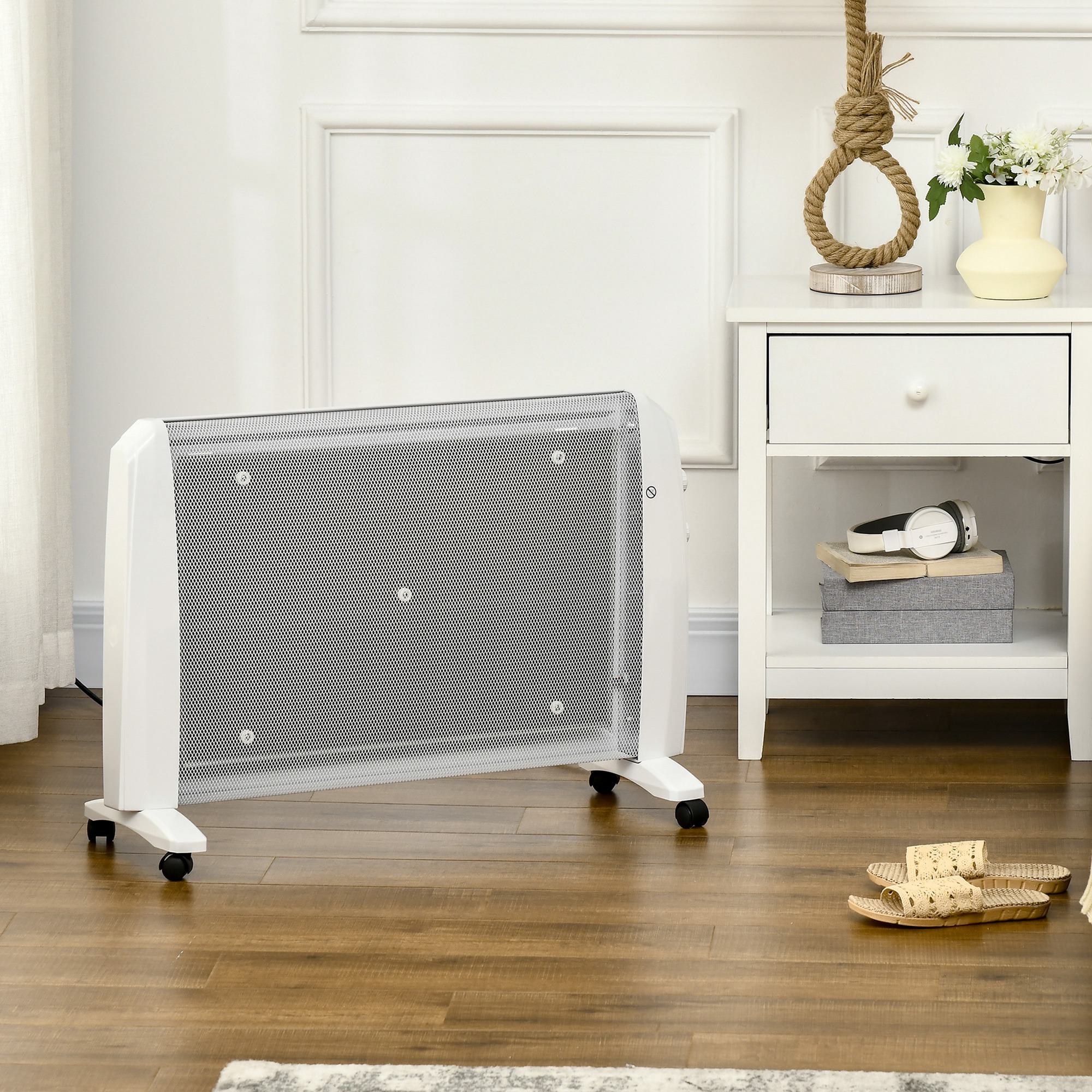 Homcom Elektroheizkörper 1000w/2000w Glimmerheizkörper Mit 2 Leistungsstufen Für 15-20m² 79x27x54 Cm Weiß