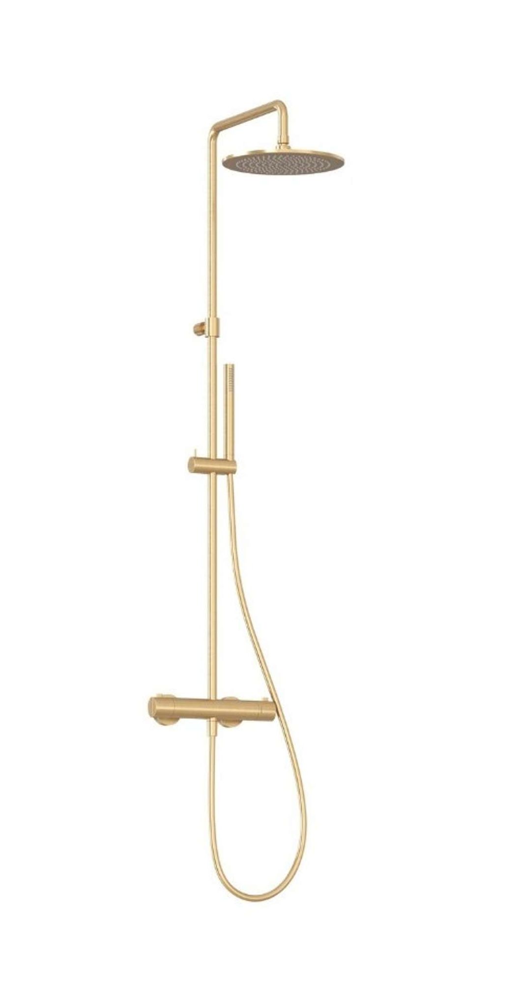 Ravak Espirit - Duschset Mit Thermostat, Durchmesser 25 Cm, Gold Gebürstet X070614