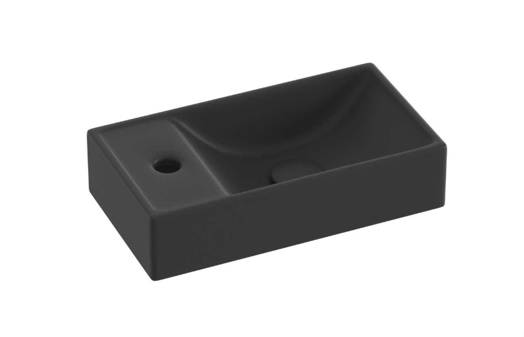 Ravak Veda 400 - Handwaschbecken 41x22 Cm, Ohne Überlauf, Armaturenloch Links, Mattschwarz Xjxld240000