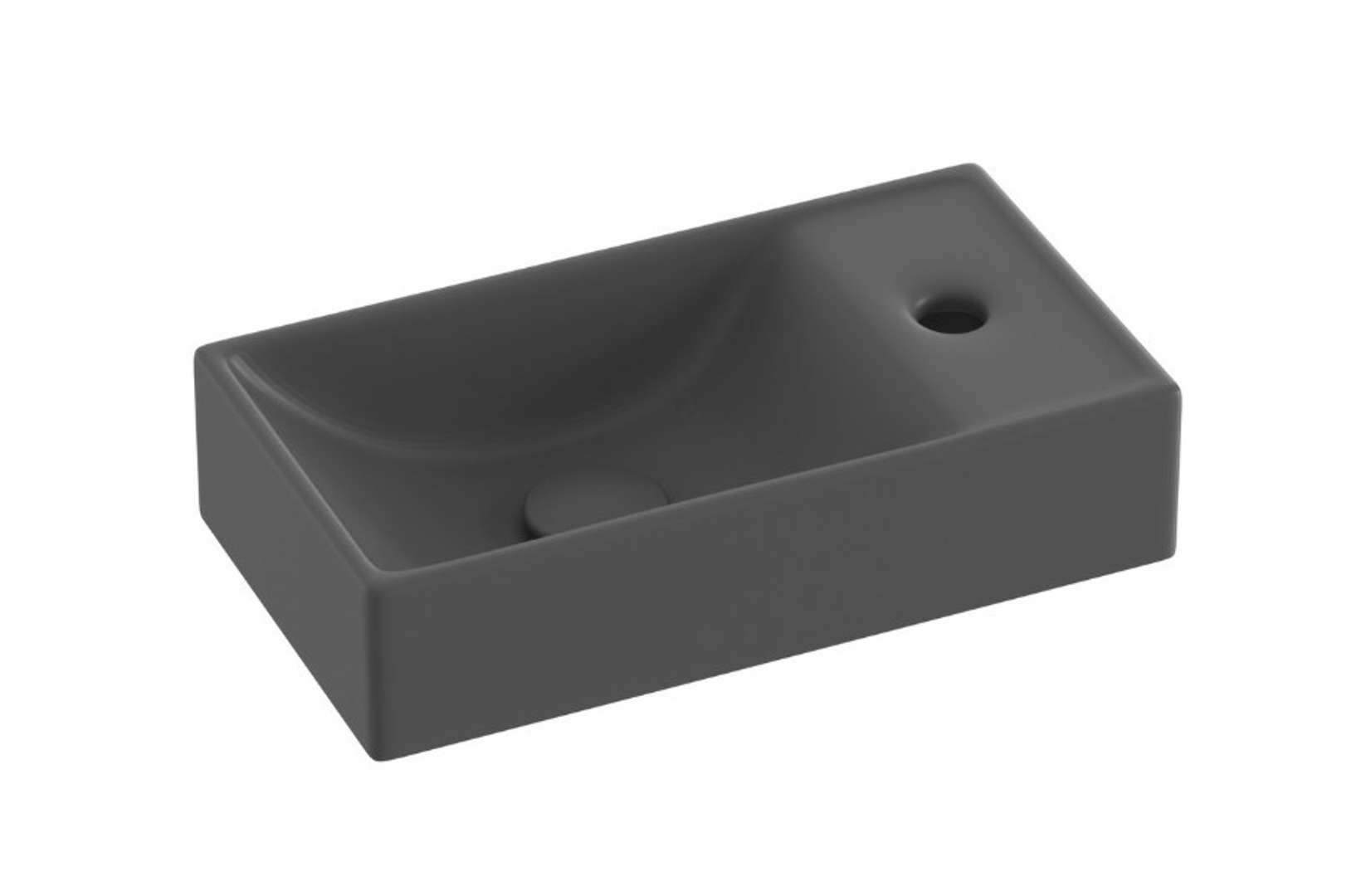 Ravak Veda 400 - Handwaschbecken 41x22 Cm, Ohne Überlauf, Armaturenloch Rechts, Anthrazit Xjxp3240000