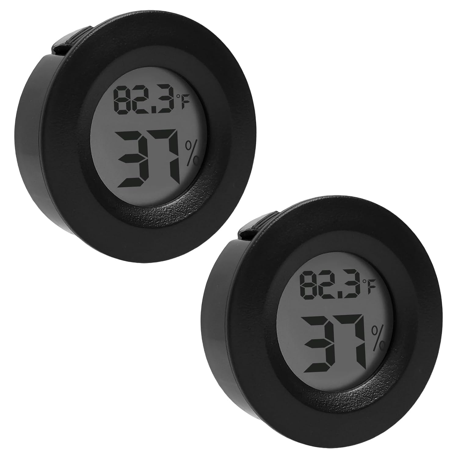 2 Stück Mini-rundhygrometer-thermometer, Hygrometer Für Den Innenbereich Für Reptilien, Digitale Lcd-temperatur- Und Feuchtigkeitsregelung, Mit °c/°f-umschaltung, Anzeige Für Kleine Räume, Gewächshäus