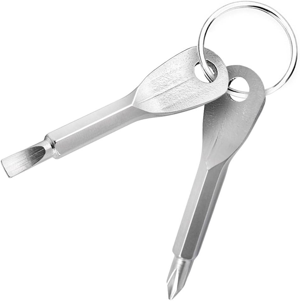 Mini-multifunktions-taschenwerkzeug, Tragbares Notfallwerkzeug Für Den Außenbereich Mit Schlüsselring, Taschenschraubendreher Mit 2 Schlüsseln (silber).