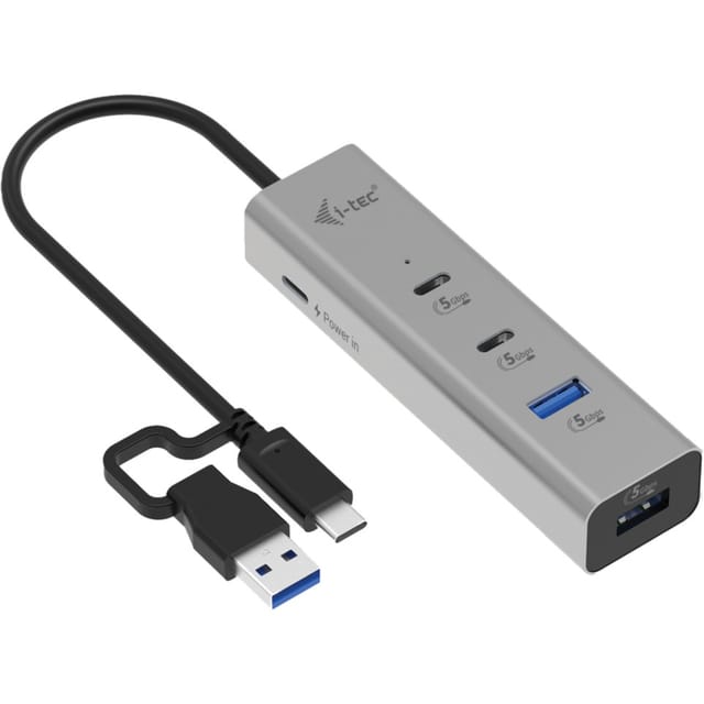 I-Tec - hub - universal charging metal - 4 ports USB-Hubs - 4 - silber