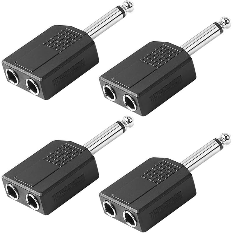 4-teiliger 6,35-mm-klinkenstecker (1/4") Auf Zwei 6,35-mm-klinkenbuchsen (1/4"), Dual-6,35-mm-mono-ts-klinkenstecker-adapter, Y-splitter-audiokabel Für Gitarre, Mikrofon Und Verstärker