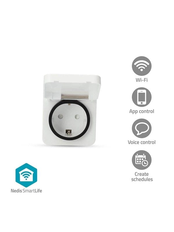 Nedis SmartLife Smart Plug Wi-Fi IP44 3680 W EU plug -25 - 55 °C Android / IOS Gray / White 1 pc.