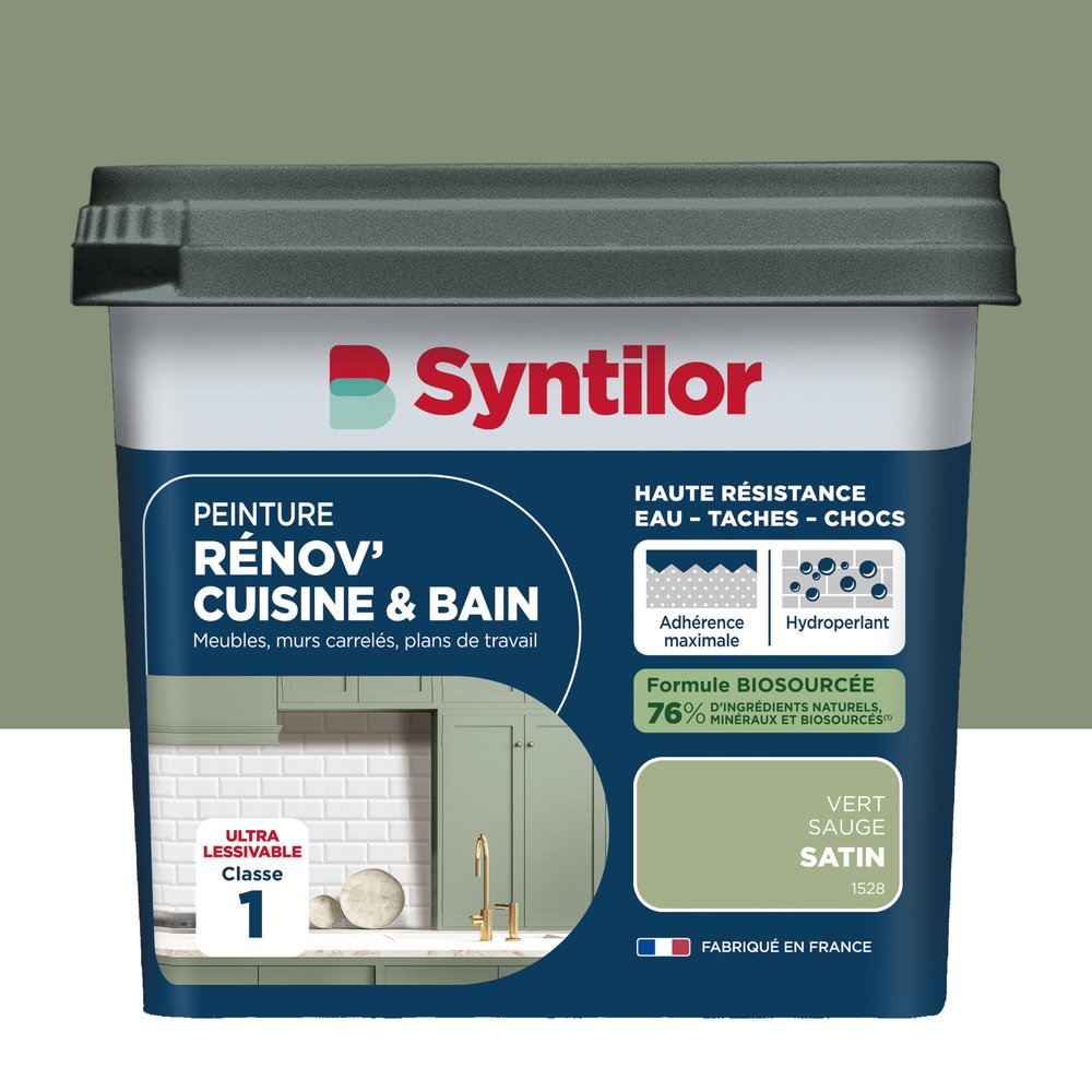 Syntilor Renov' Küchen- Und Badezimmer-möbellack, Salbeigrün, Seidenmatt, 0,75 L Syntilor
