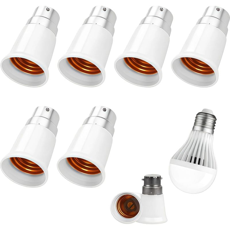 Sechs B22-zu-e27-adapter, B22-zu-e27-sockelkonverter, Geeignet Für Led- Und Glühlampen, 0-250 V.