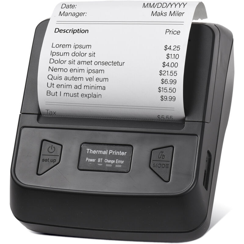 Bisofice Pt390ts Mobiler Thermodrucker Für Belege Und 80-mm-etiketten Mit Oled-display, Bluetooth Und 2500-mah-akku