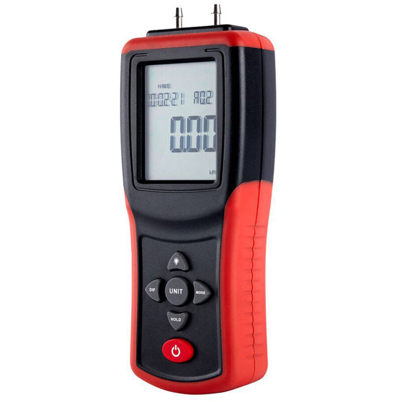 Digitales Handmanometer Mit Zwei Anschlüssen, 2,4-zoll-lcd-display, Hoher Genauigkeit ±2 Psi, Differenzdruckmessgerät Mit 12 Messeinheiten