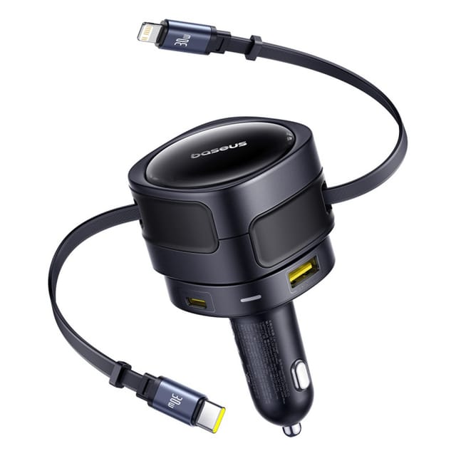 Baseus Enjoyment Max Car Charger 90W USB-C Lightning USB-A USB-C Ports - Black