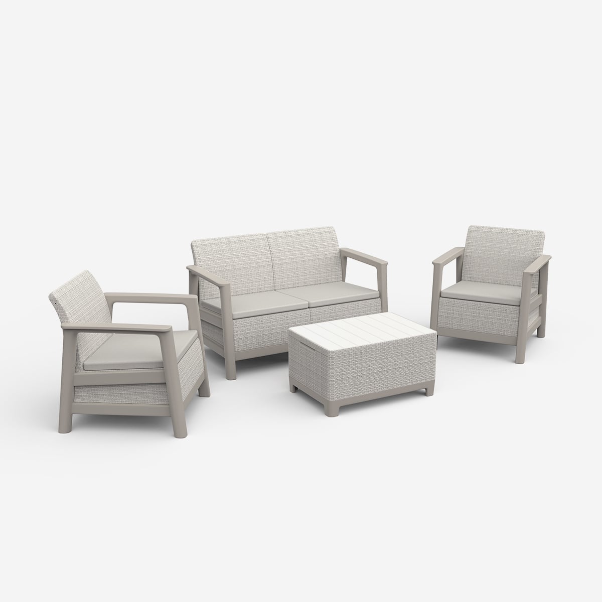 Gartenlounge Mit Kissen Und Couchtisch Set Scandi - Beige