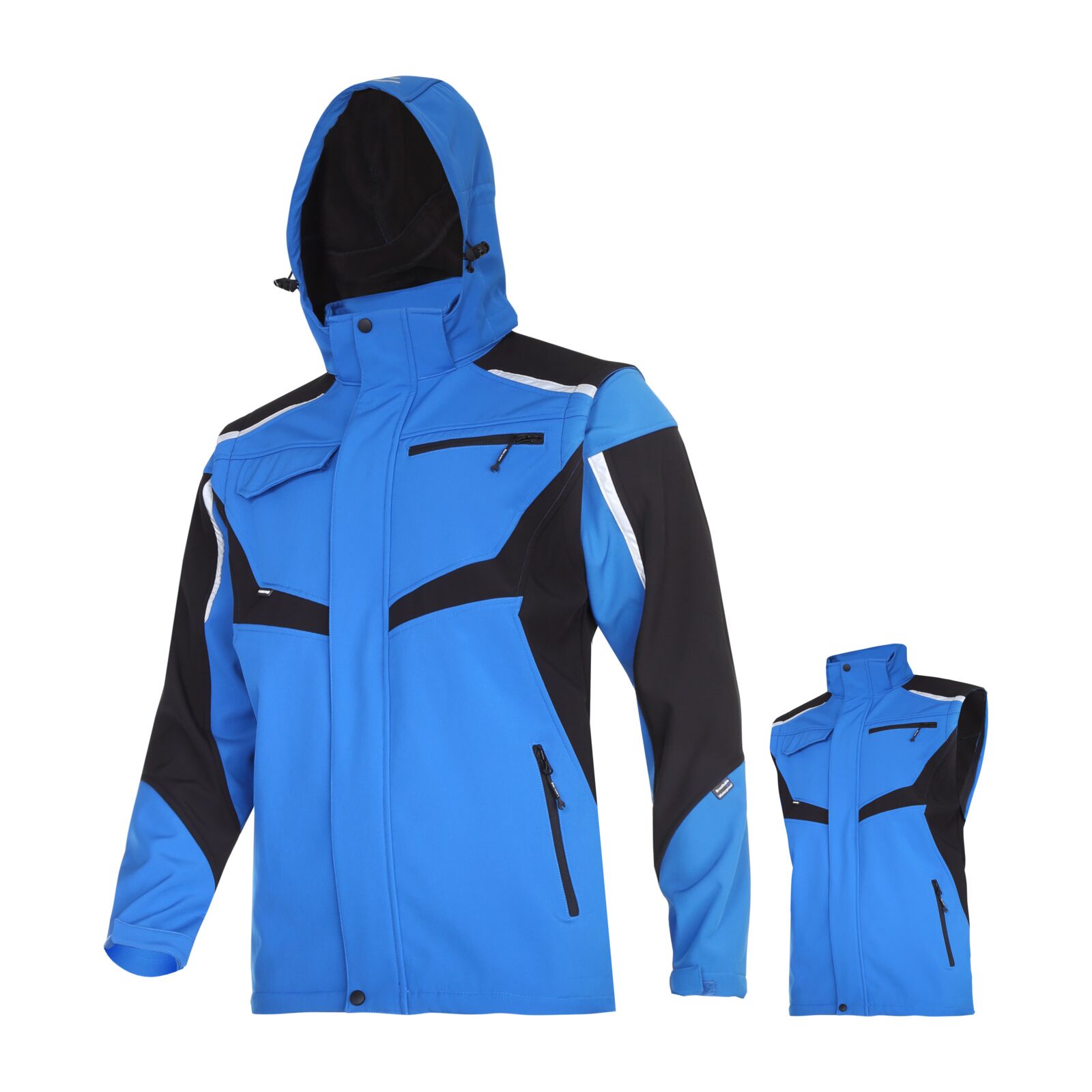 Softshelljacke Mit Kapuze Und Ärmeln, Blau-schwarz, L, Ce, Lahti