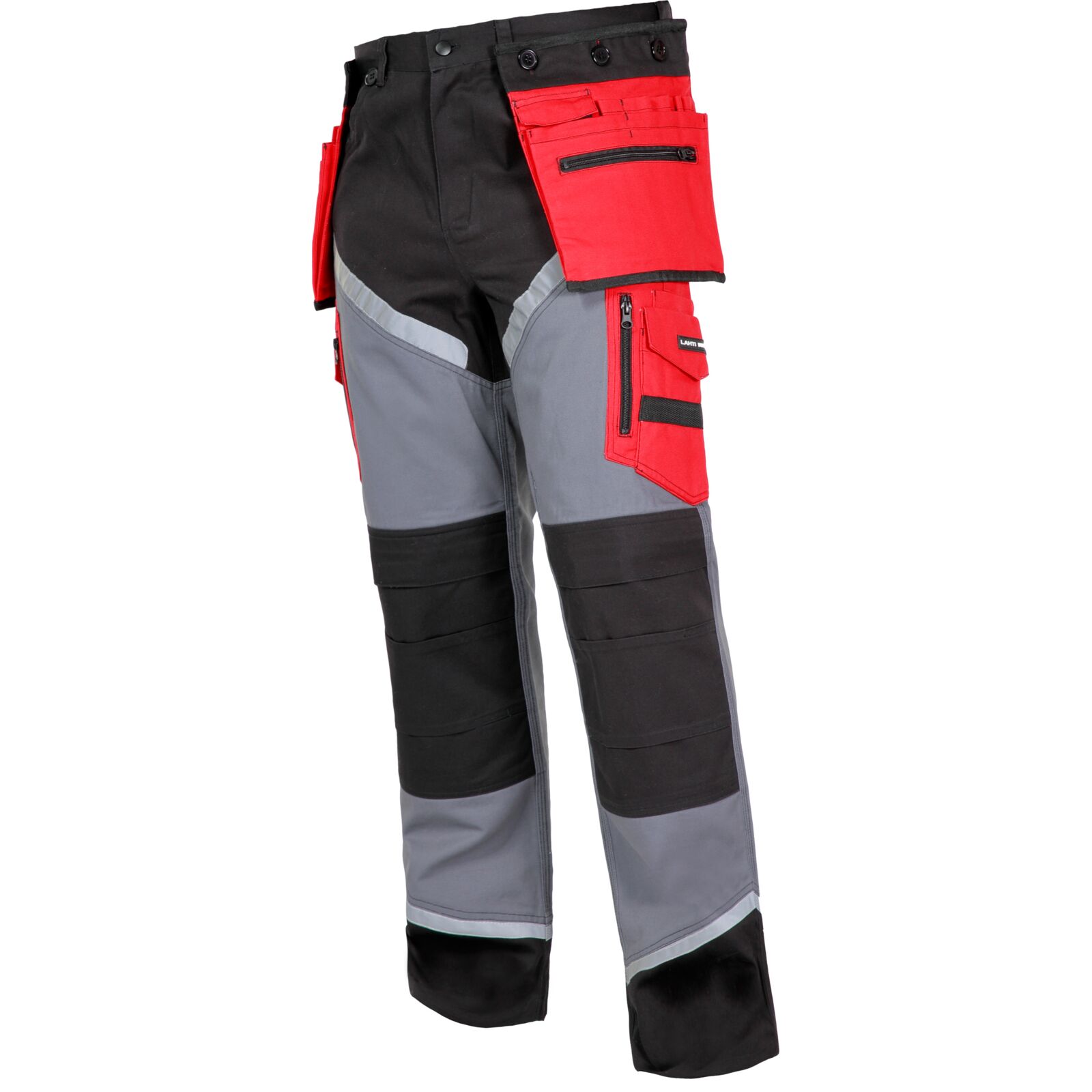 Hose Schwarz-grau-rot, 100 % Baumwolle, Mit Reflektierenden Streifen, Größe Xl, Ce-kennzeichnung, Lahti