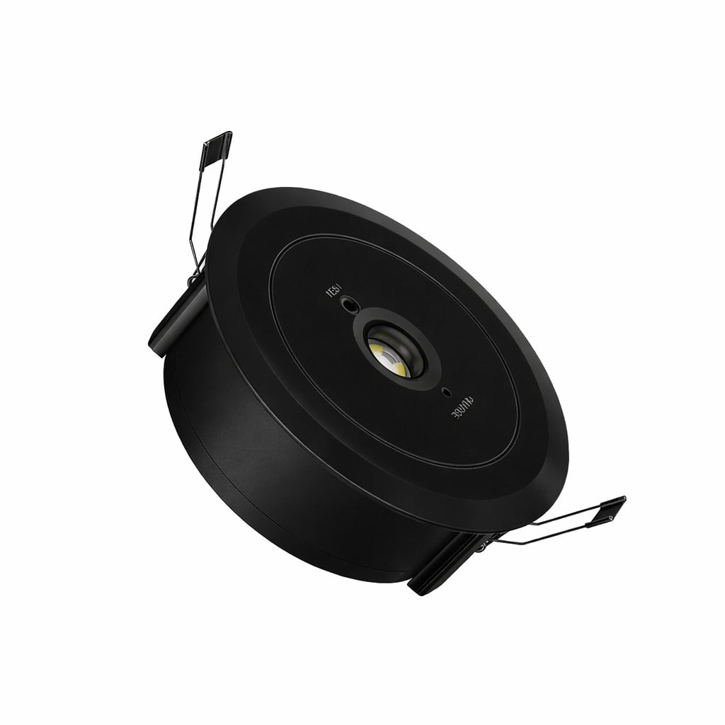 Led Notleuchte Einbau 120lm Schnitt Ø136 Mm 3 Stunden Betriebsdauer Schwarz 2.5 W