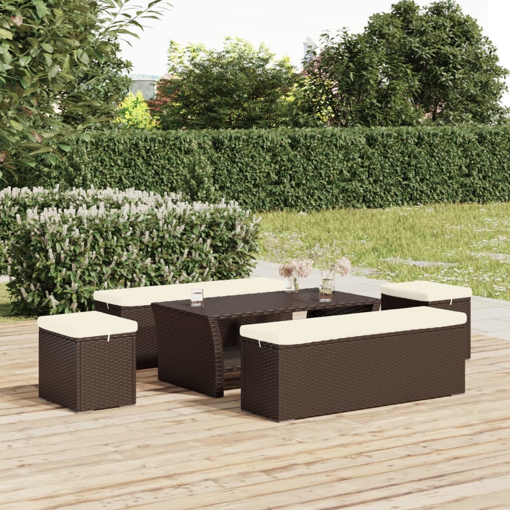 Hocker Mit Kissen 2 Stk. Braun 40x30x40 Cm Poly Rattan