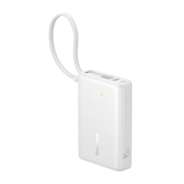 Baseus PicoGo power bank - with built-in USB-C cable - 2 x USB-C USB - 45 Watt Powerbank (Akku) - 10000 mAh