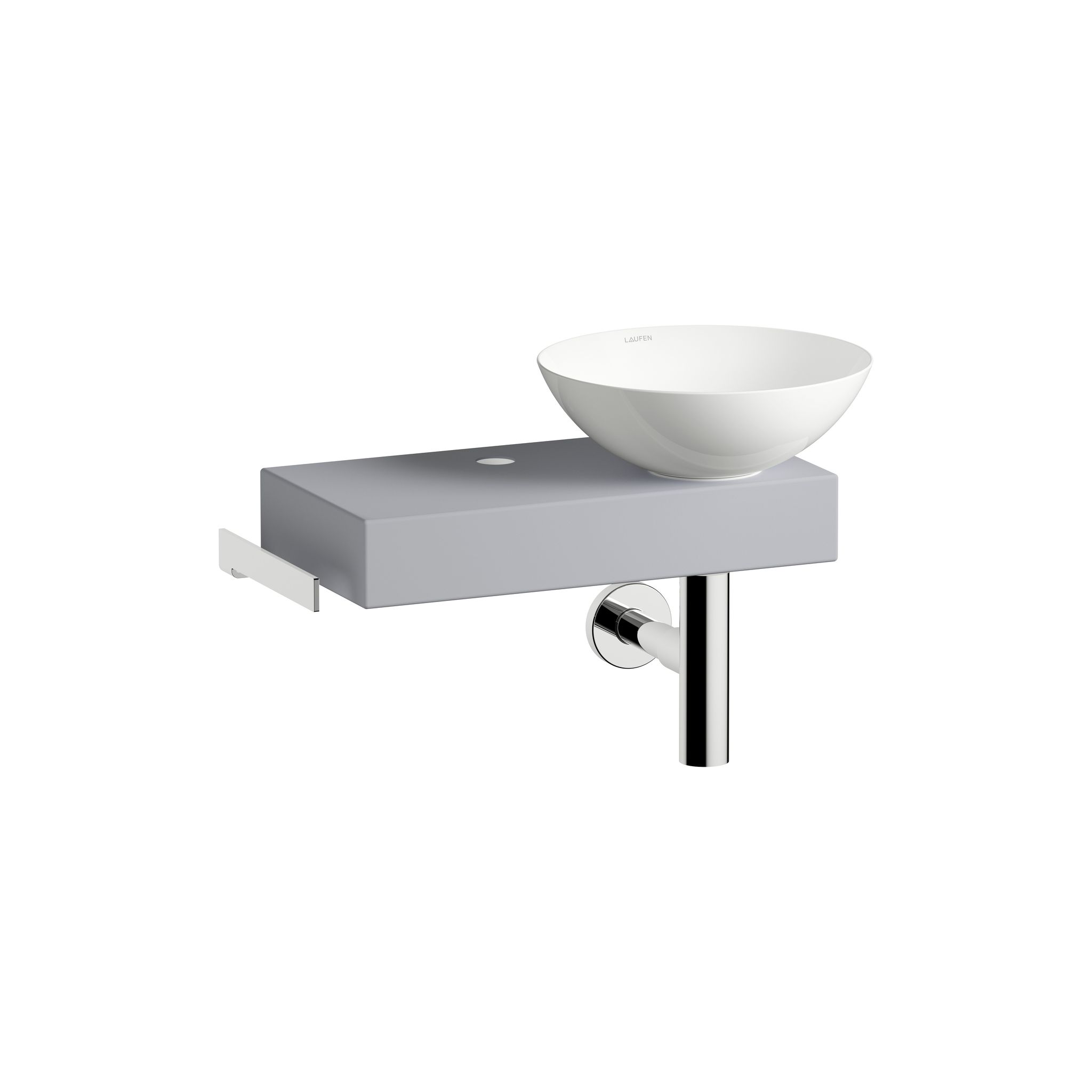 Laufen Waschplatz-set Piccolo Novo 555x320x400mm, Schale Links, Mit Platte Und Zubehör, 1 Hahnloch, Ohne Überlauf Nordic Matt
