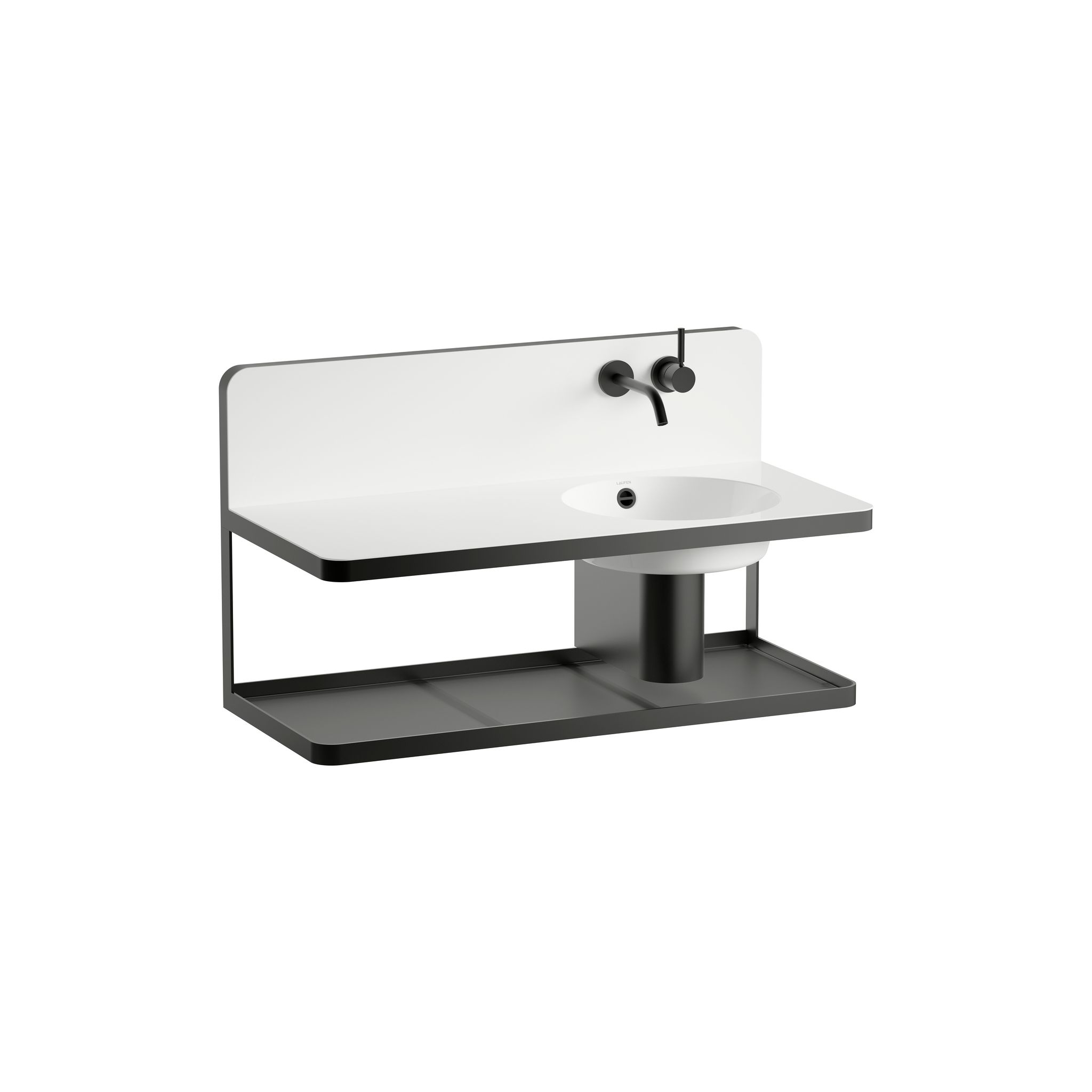 Laufen Waschplatz Steel19 1000x490x590mm, Rechteckig, Becken Rechts, Ohne Hahnloch, Mit Überlauf, Weiß