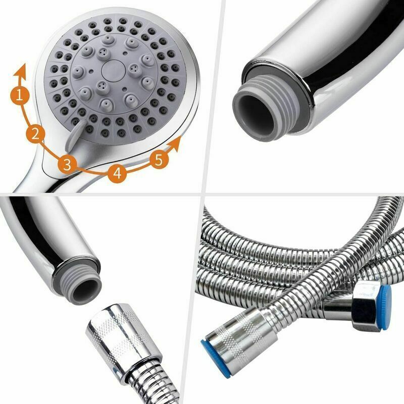 Forehill Duschkopf Mit 1,5 M Schlauch, 5 Universalmodi, Verchromter Handbrause Und Flexiblem Duschkopf, Hochdruck-badezimmerdusche