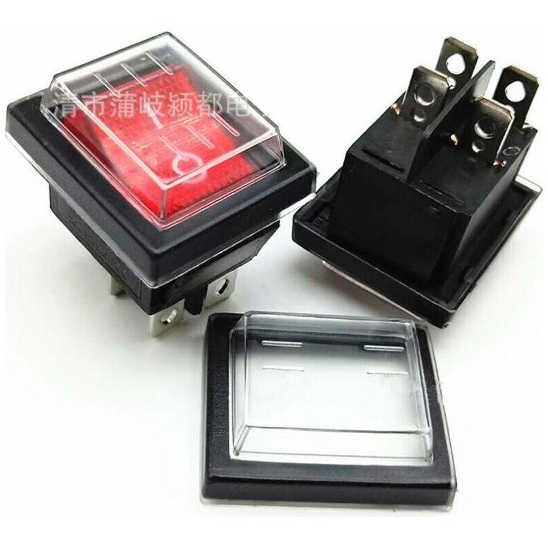 Forehill 3-teiliger Wippschalter Mit Roter Leuchte (ein/aus) Und Wasserdichter Abdeckung, 16 A/250 V, 20 A/125 V Ac (dpst)